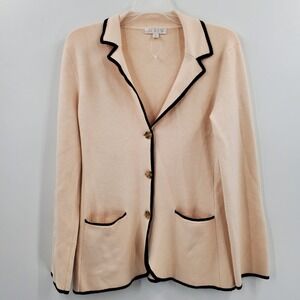 Women's J. Crew Contrast Trim Waisted Sweater Blazer Size Small